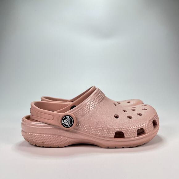 Crocs Classic Glitter Clog Pink Slip On Comfort Sandals 206993 Youth Size 13 - Picture 1 of 10